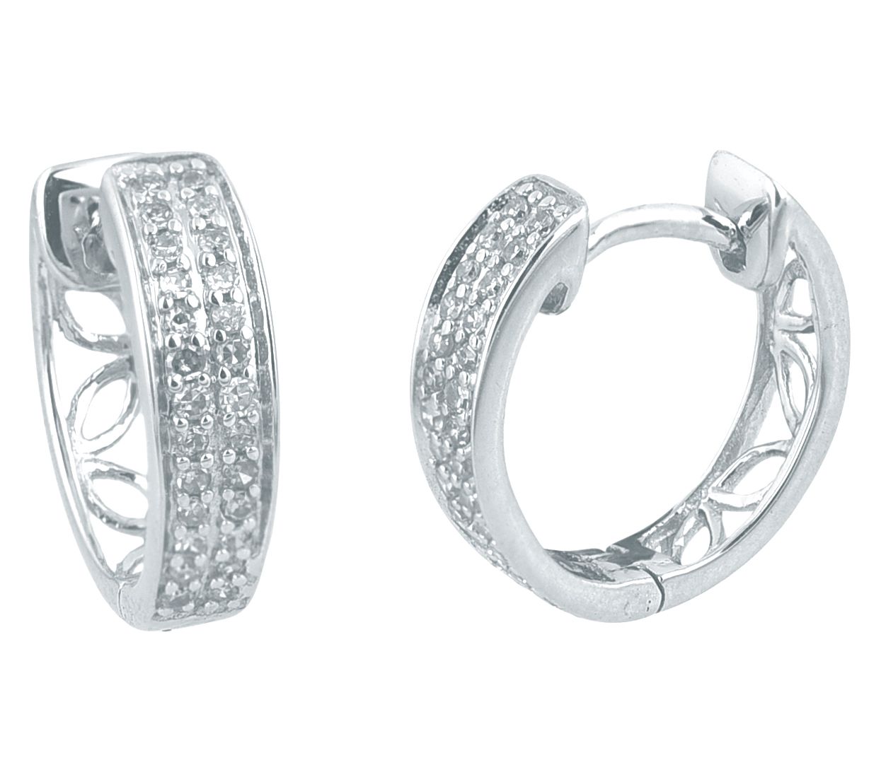 Acccents by Affinity Diamond Hinged Hoop Earrings, Sterling
