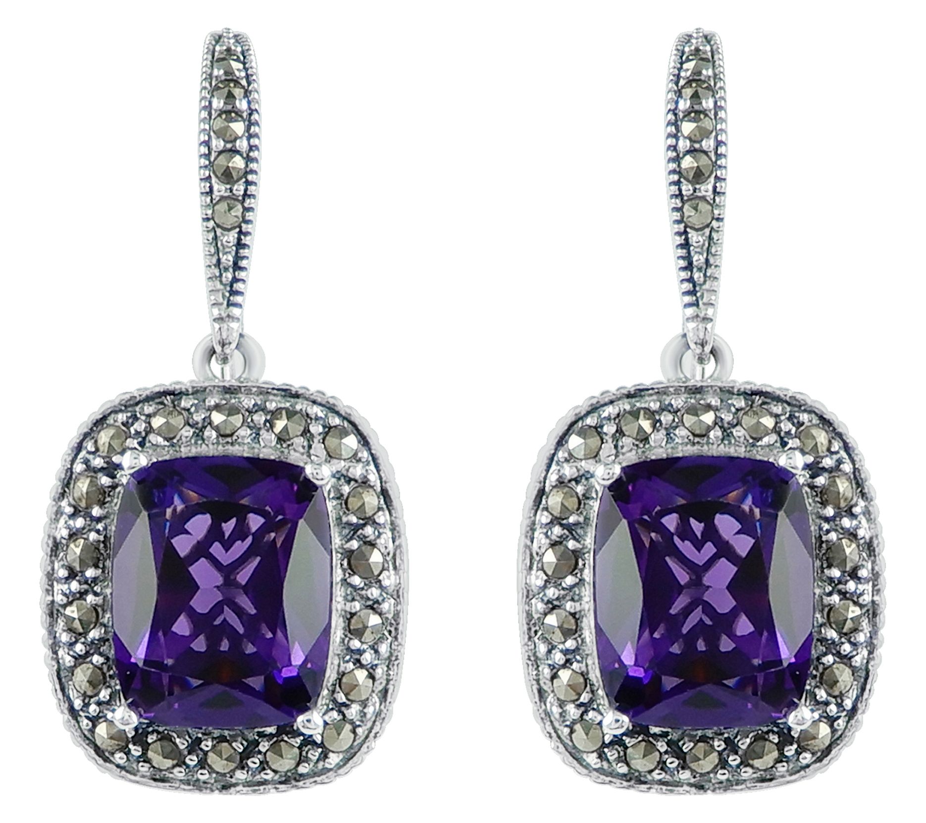 Suspicion Sterling Simulated Purple Quartz DropEarrings