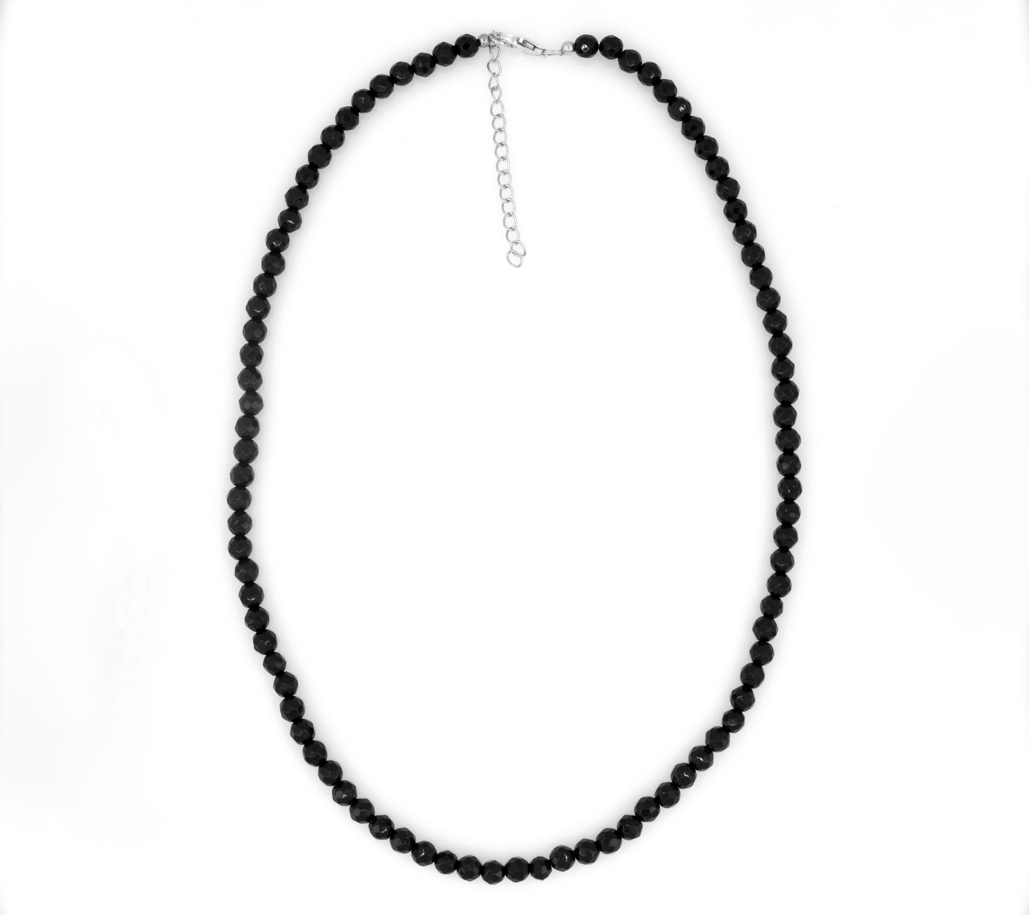 Sterling Silver Black Chalcedony Beaded Necklace