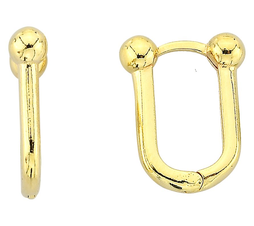 Silver Style Beaded Oval Huggie Hoop Earrings,Sterling