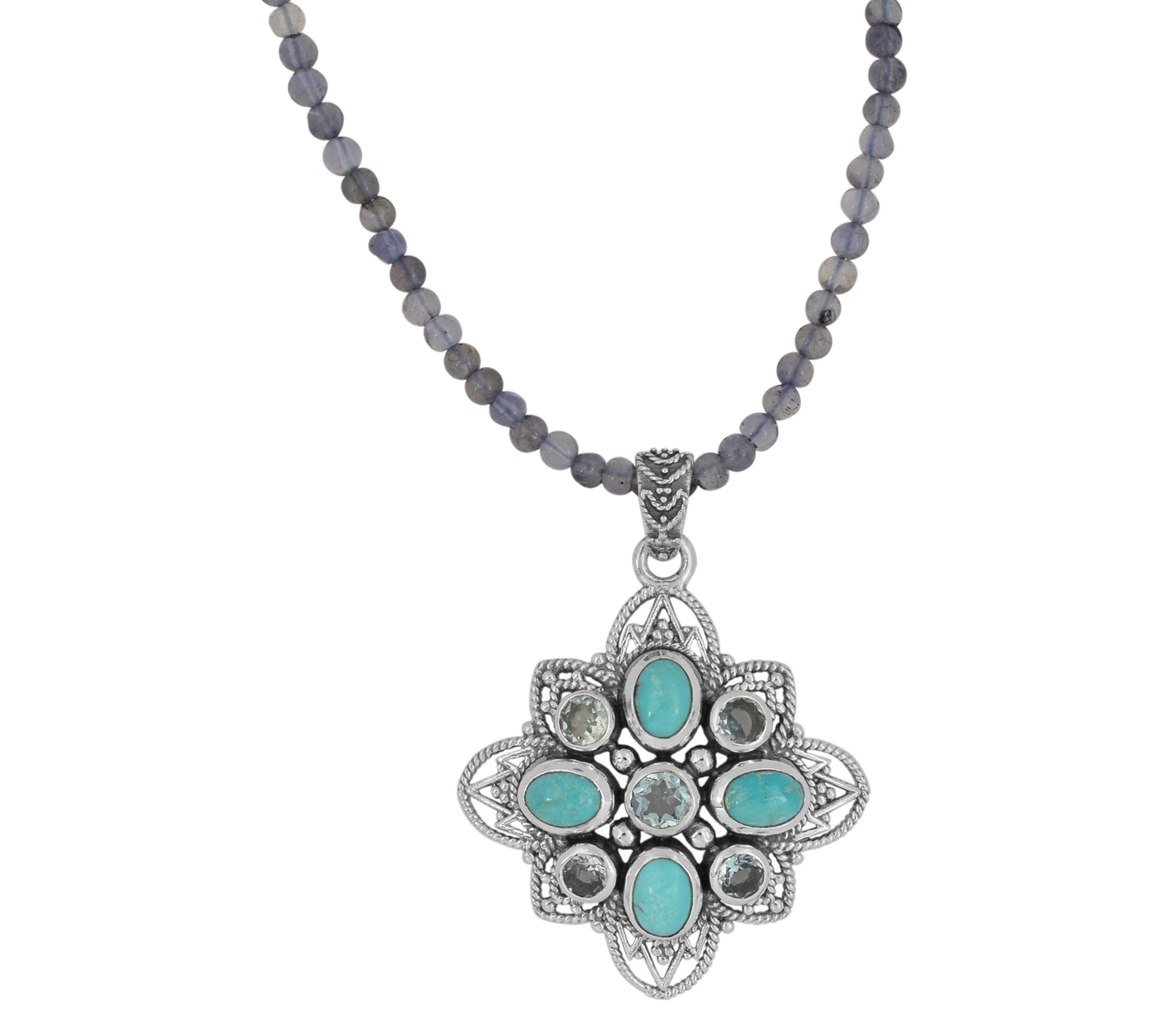 Affinity Gems Pendant w/ Gemstone Bead Necklace, Sterling