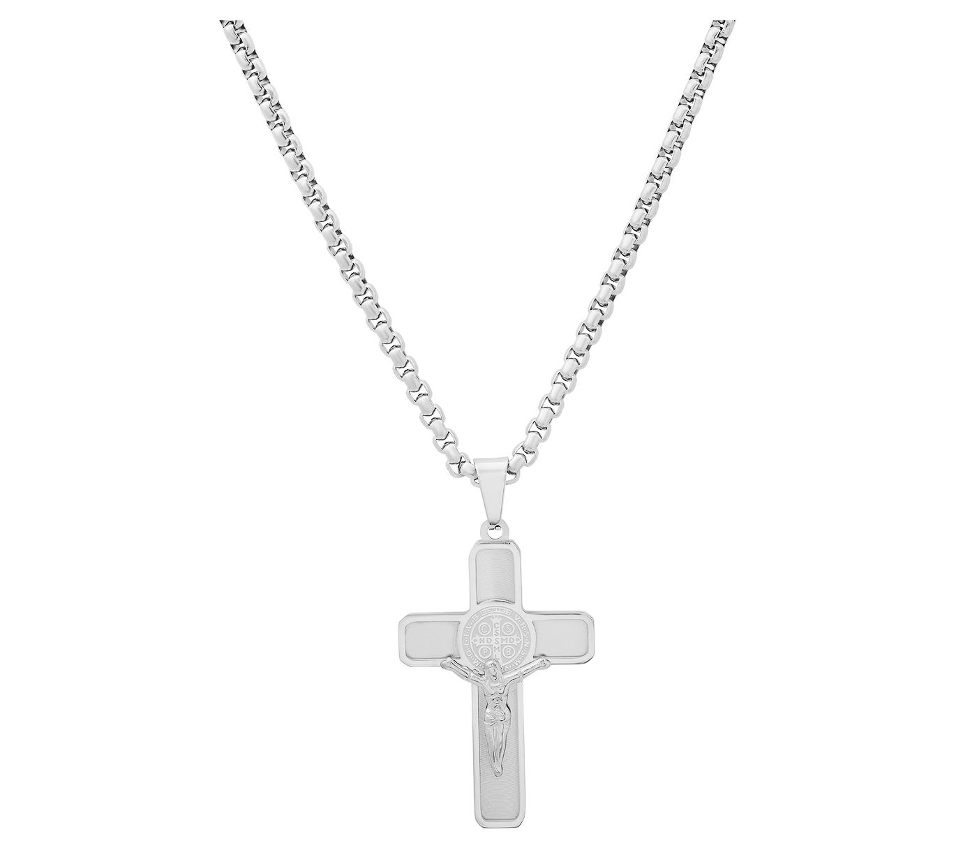 Steel By Design Men's St. Benedict Crucifix Pendant w/ Chain