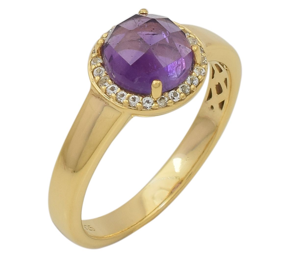 Affinity Gems Multi-Gemstone Halo Ring, 14K Plated