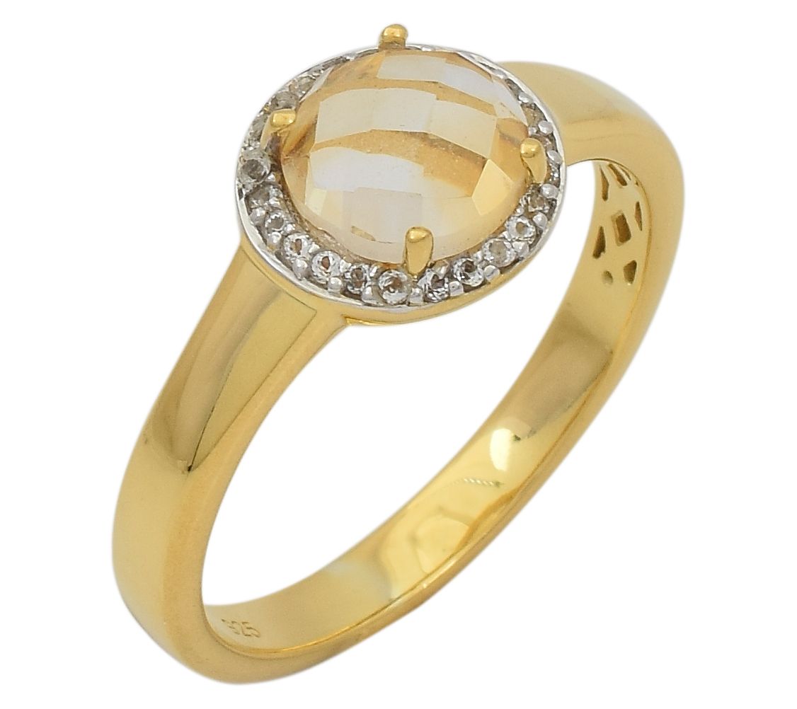 Affinity Gems Multi-Gemstone Halo Ring, 14K Plated