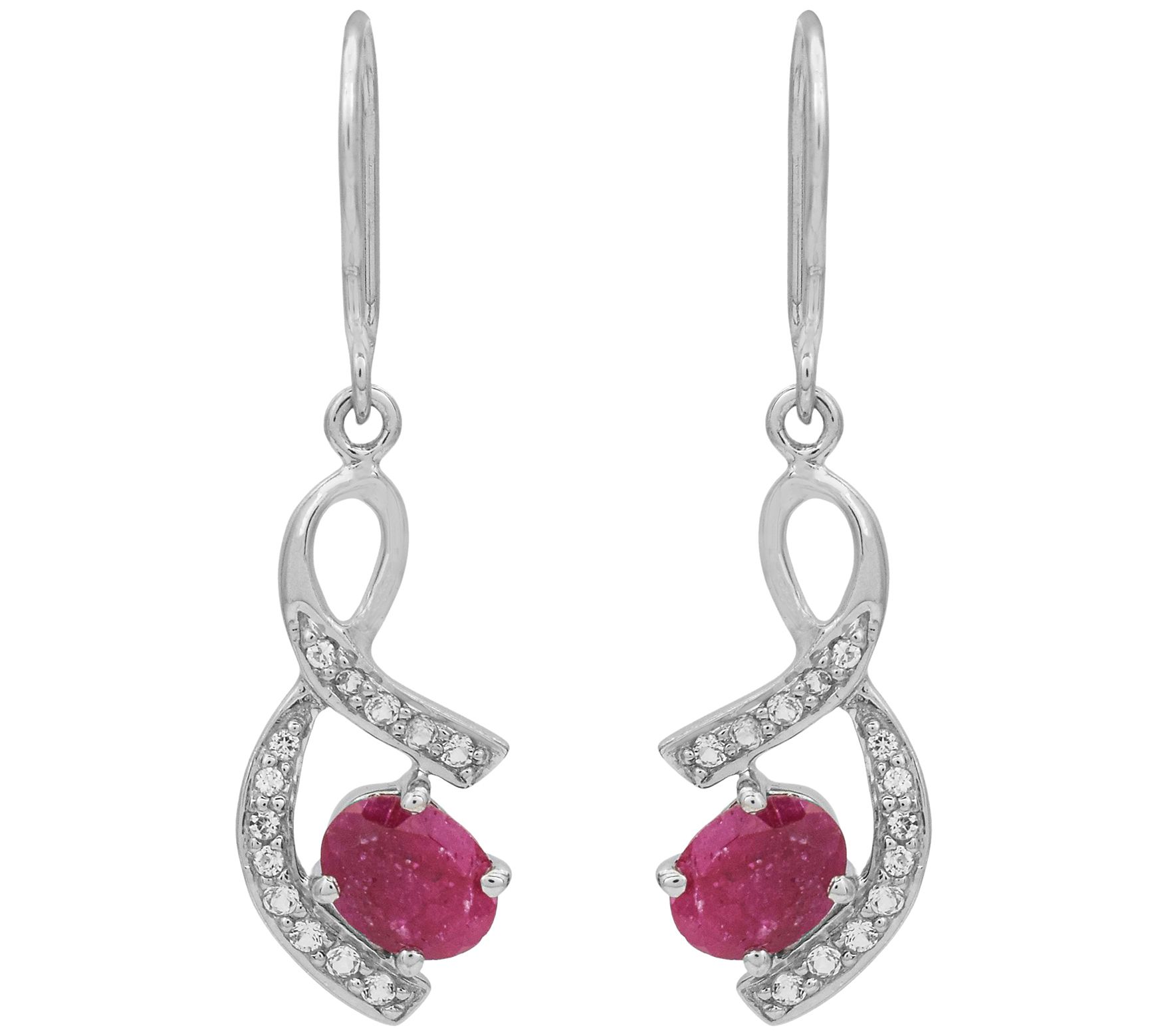 Affinity Gems Corundum Ruby & Topaz Dangle Earrings, Sterling