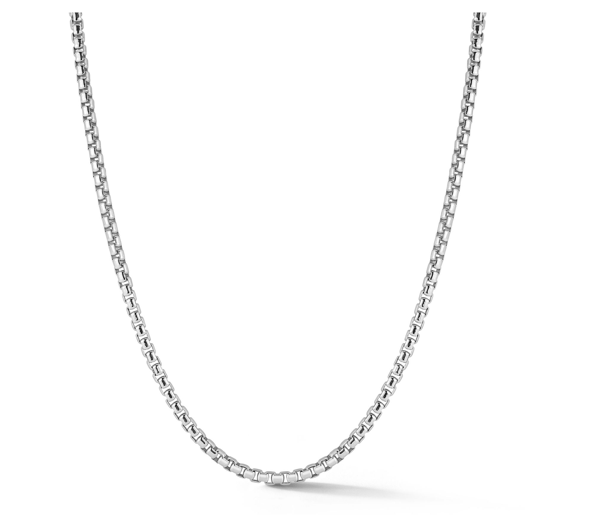 Italian Silver Men's 22" Rounded Box Chain Necklace, Sterling