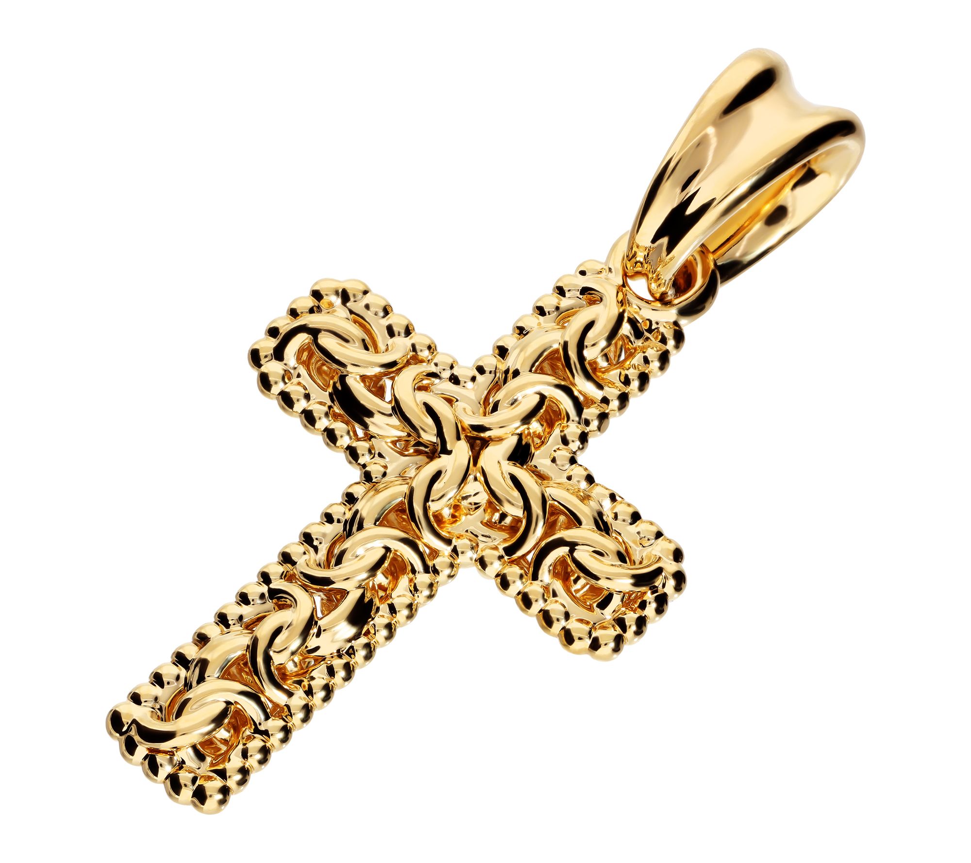 BellaOro Byzantine Cross Pendant, 14K Gold OverResin