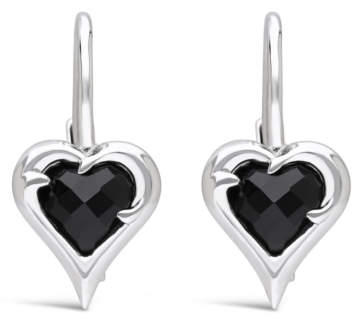 Margo Manhattan Sterling Silver Onyx Love Earrings