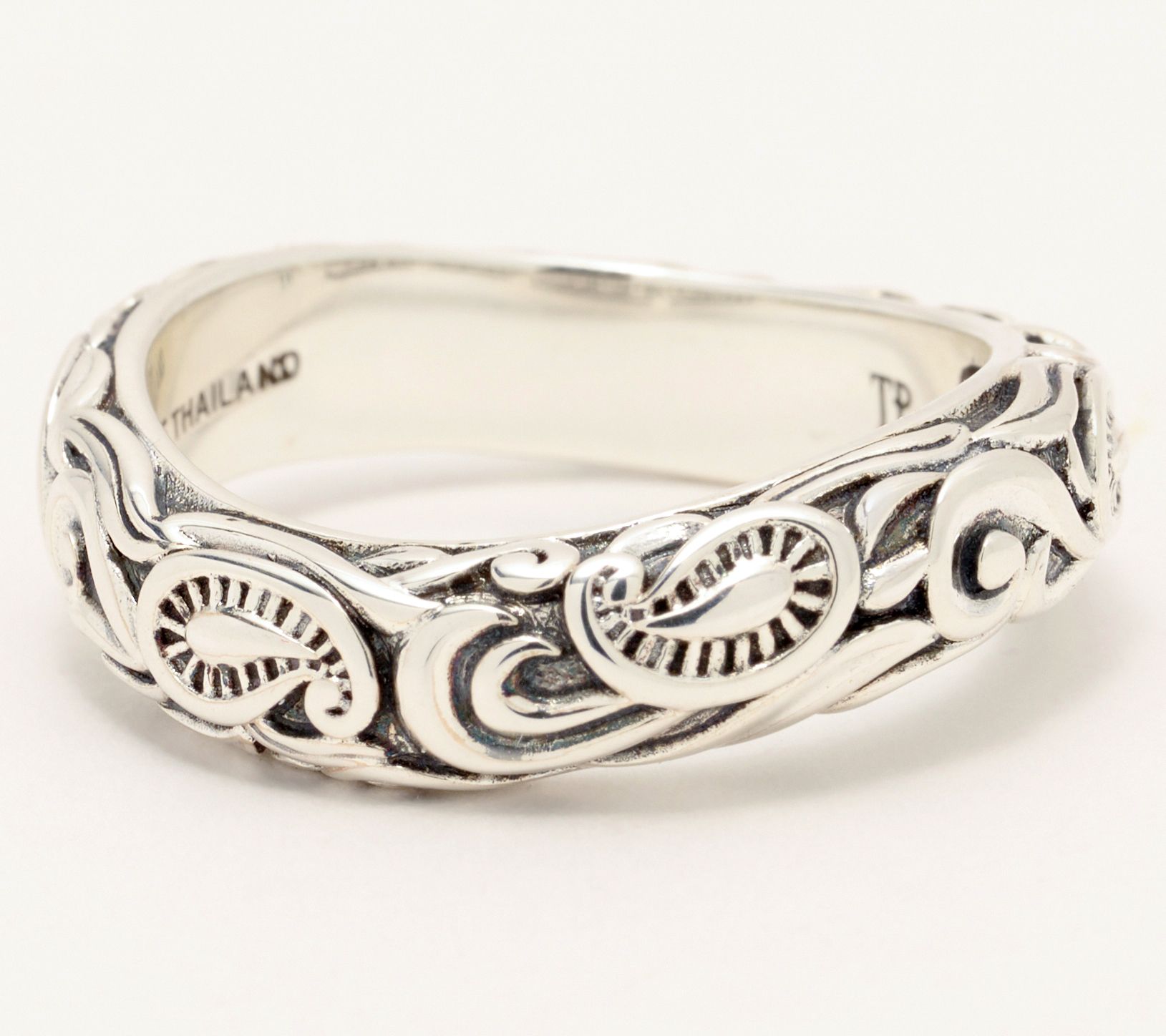 Third Person Sterling Silver Creative Soul Carved Swirl Band Ring