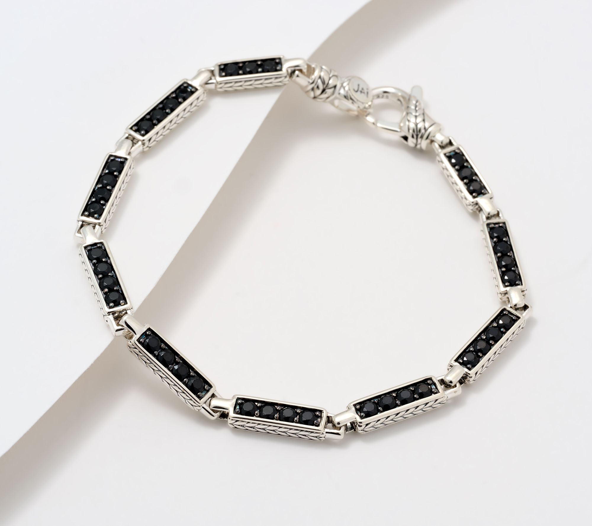 JAI Sterling Silver Multi-Station Gemstone Link Bracelet