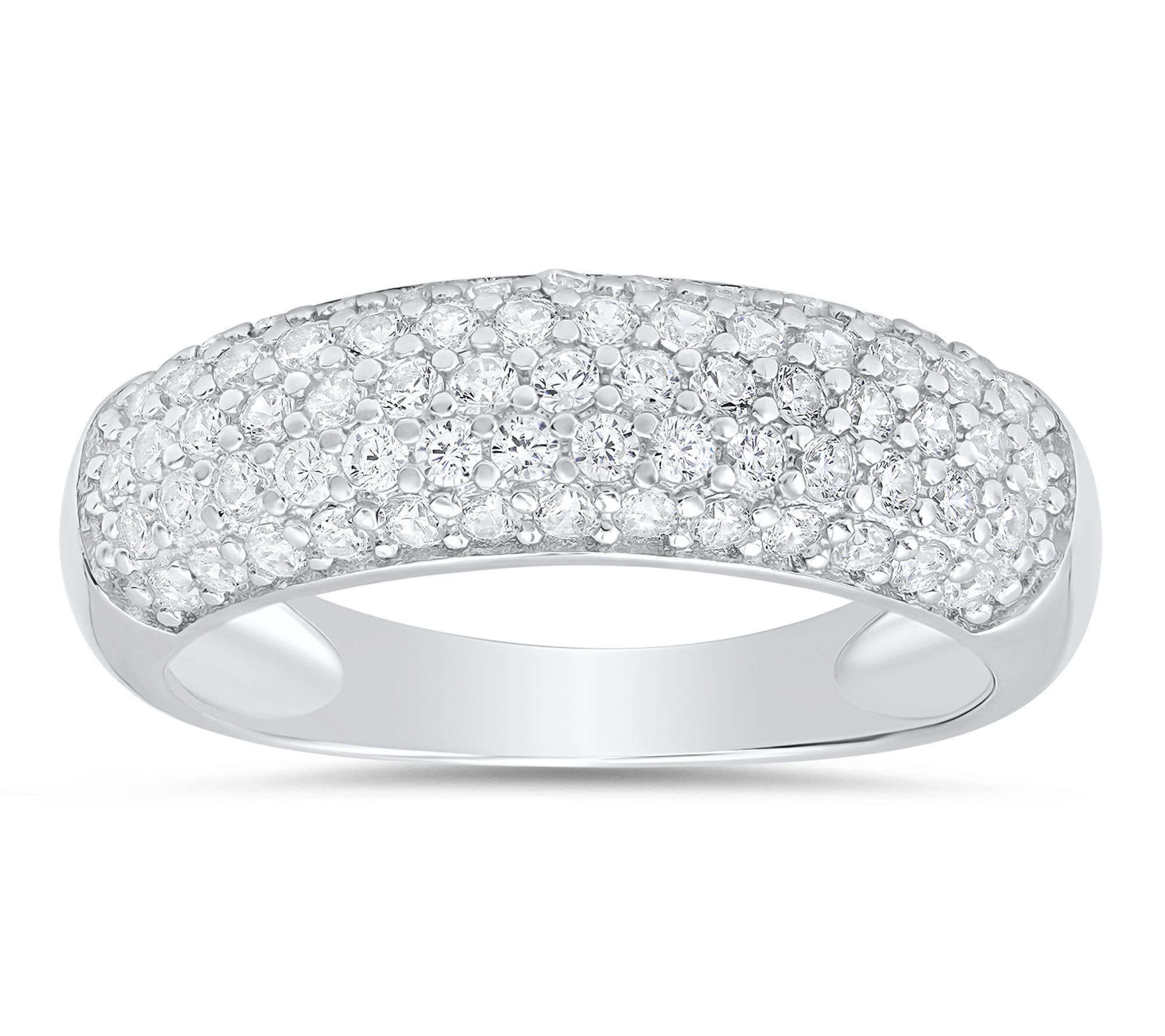 Diamonique Multi-Row Pave Band Ring, Sterling Silver