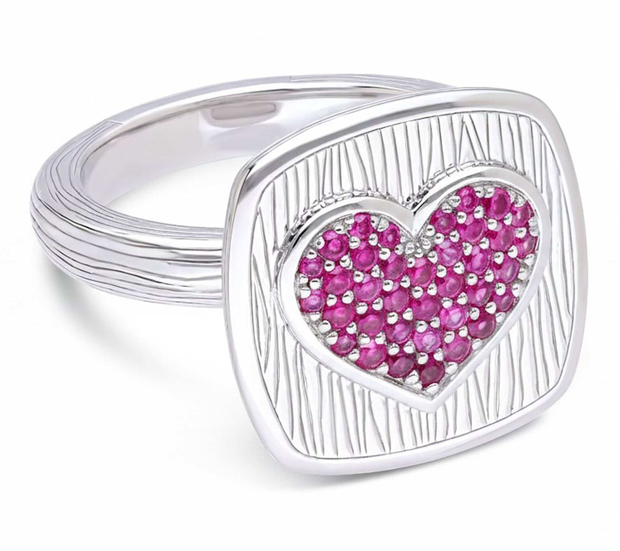 Ariva Sterling Silver Pink Sapphire BE MINE Heart Ring
