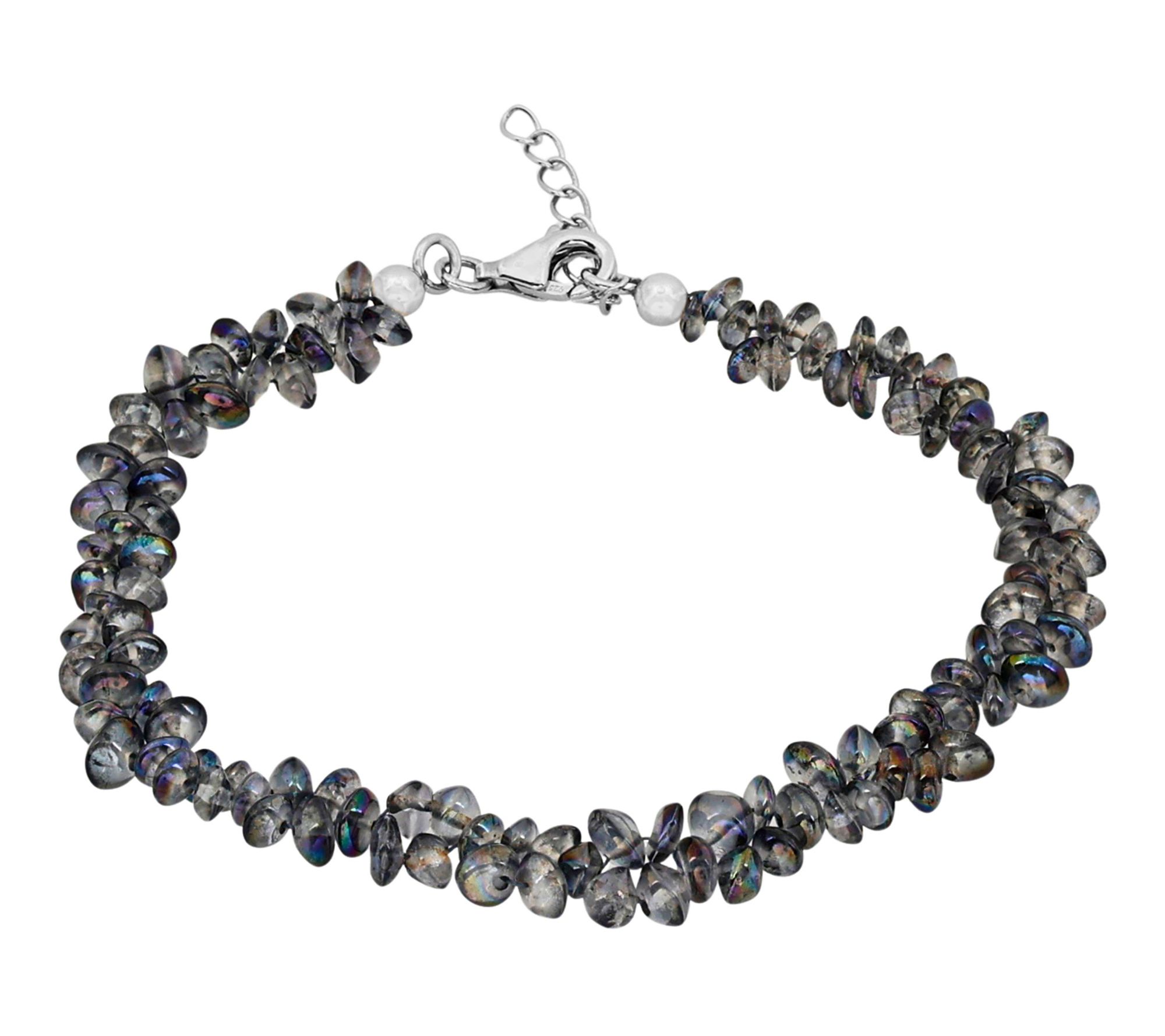 Sterling Silver Green Coated Quartz Bracelet, Sterling Silver