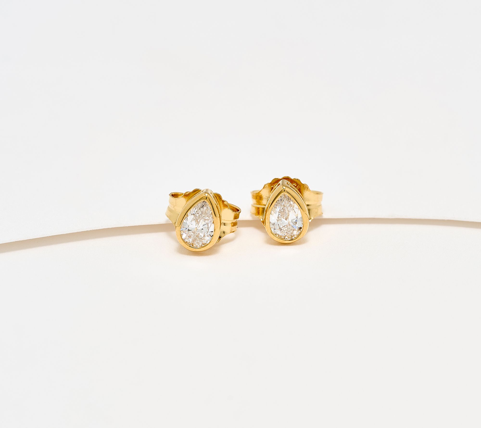 Fire Light Lab Grown Diamond 0.70 cttw Pear Bezel Set Stud Earrings