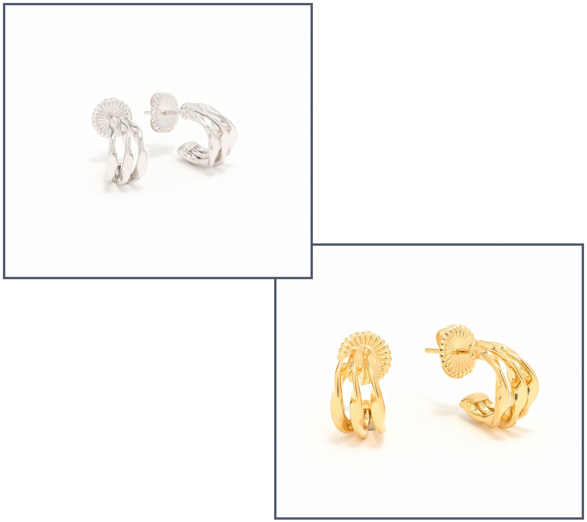 Christian James by Scott Grimes Triple Ripple Earring Gold Clad/Rhodium