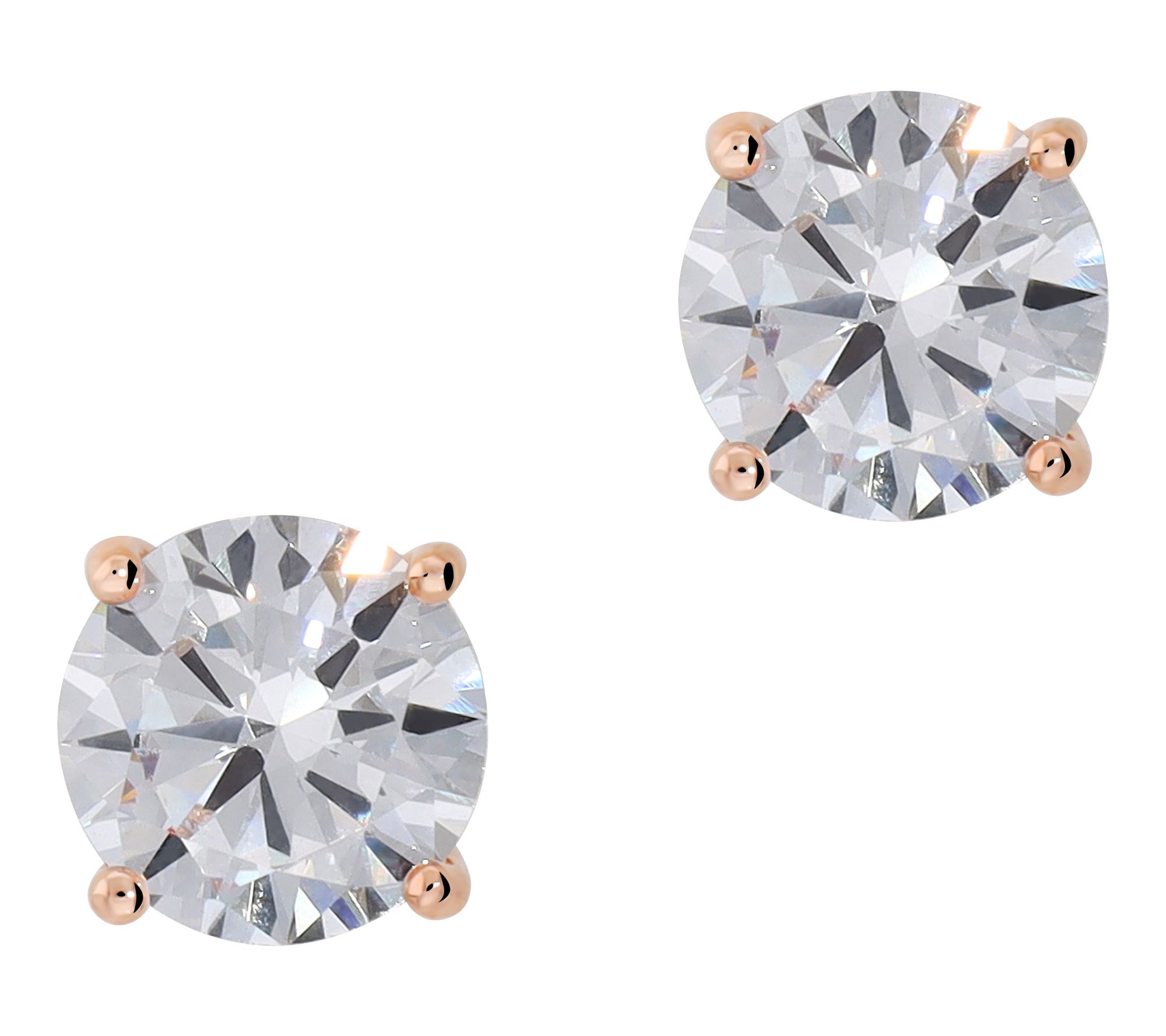 Diamonique Solitaire Stud Earrings, Sterling Silver
