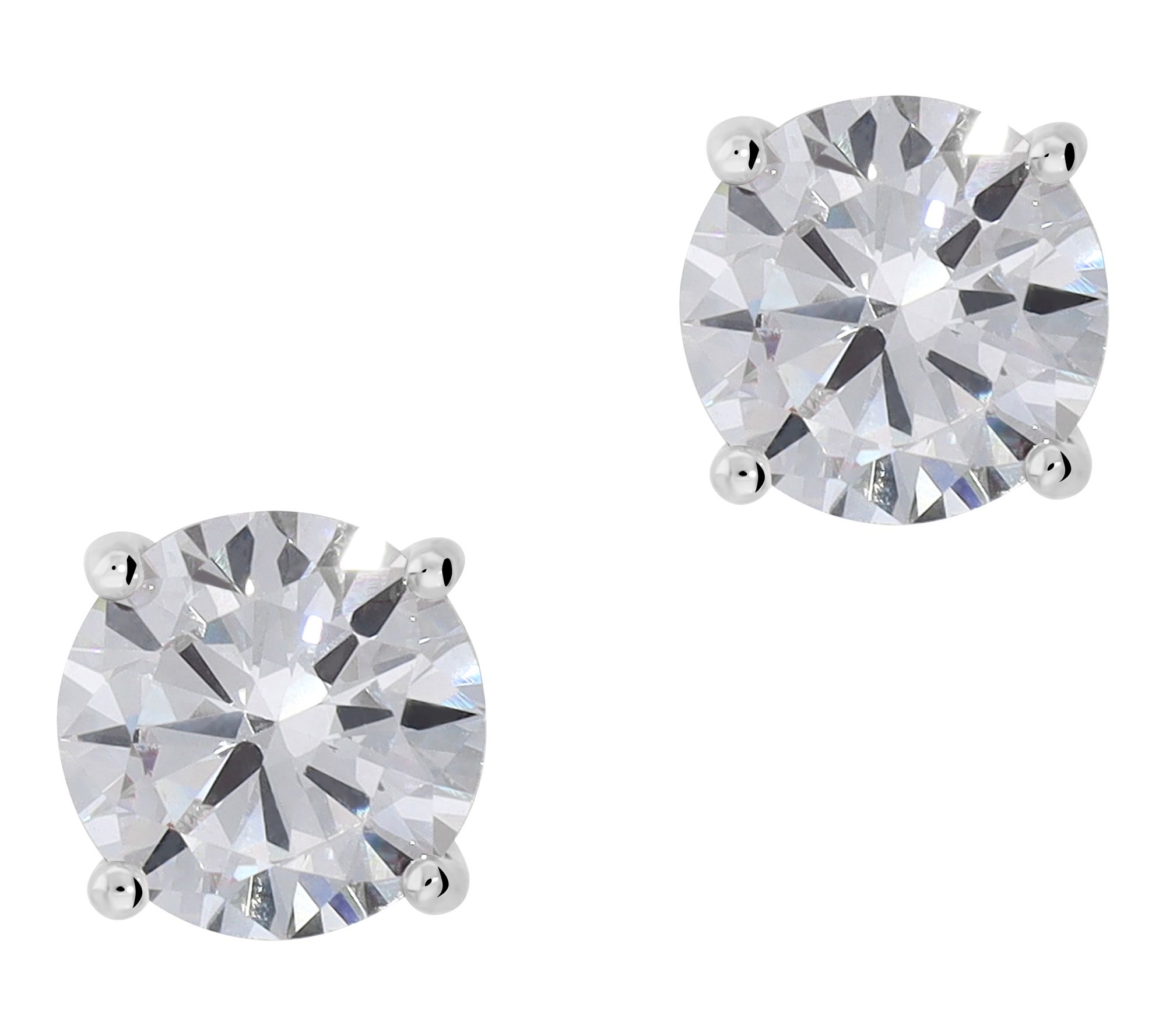 Diamonique Solitaire Stud Earrings, Sterling Silver