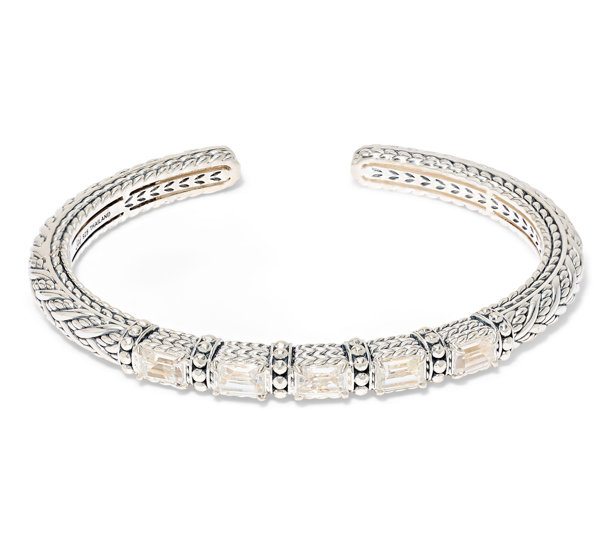 JAI Sterling Silver Legacy Woven Shimmer Bead Gemstone Cuff - QVC.com