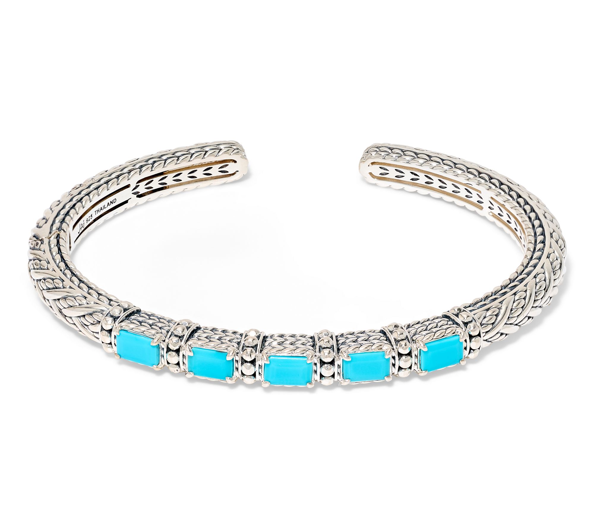 JAI Sterling Silver Legacy Woven Shimmer Bead Gemstone Cuff