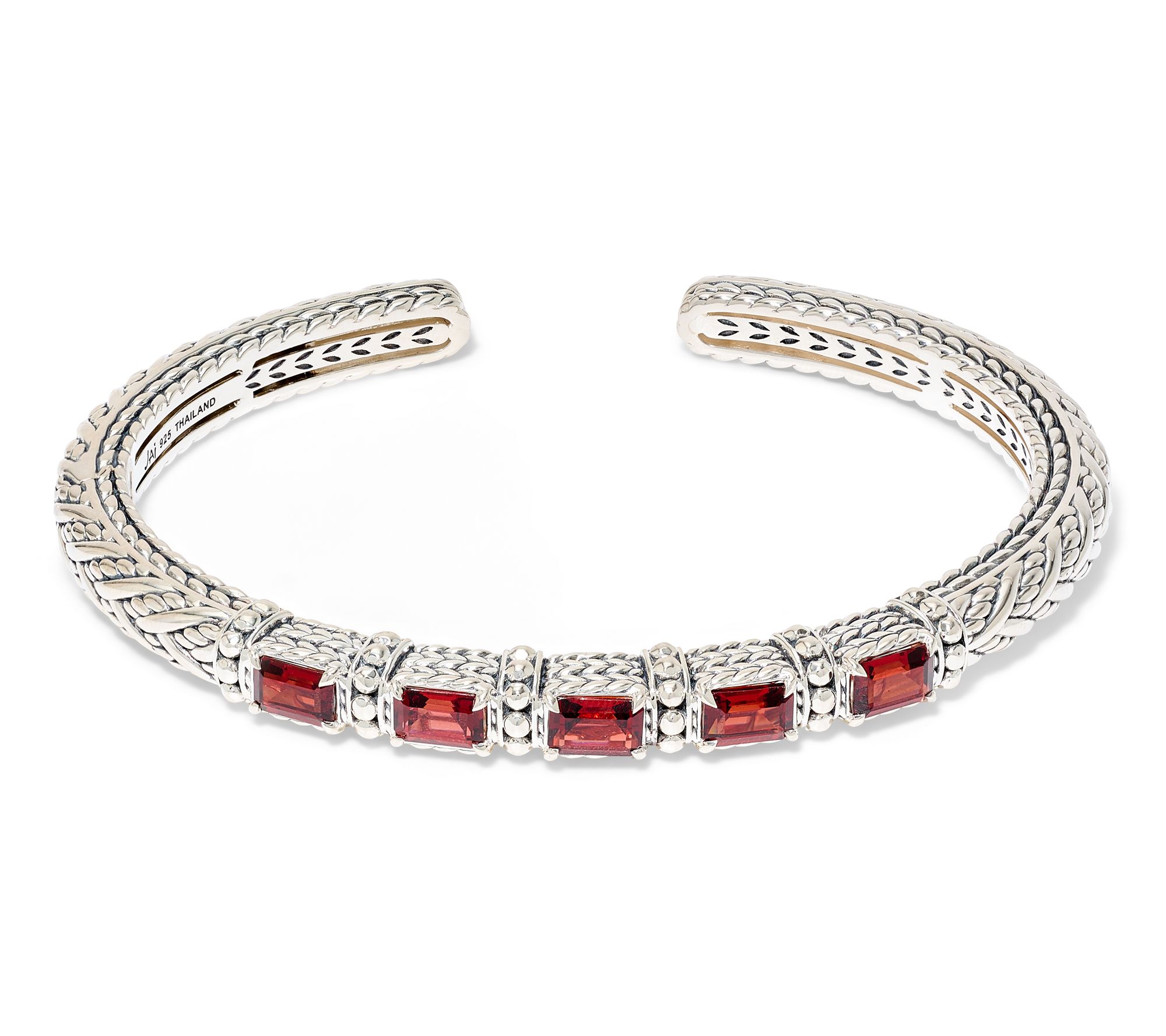 JAI Sterling Silver Legacy Woven Shimmer Bead Gemstone Cuff