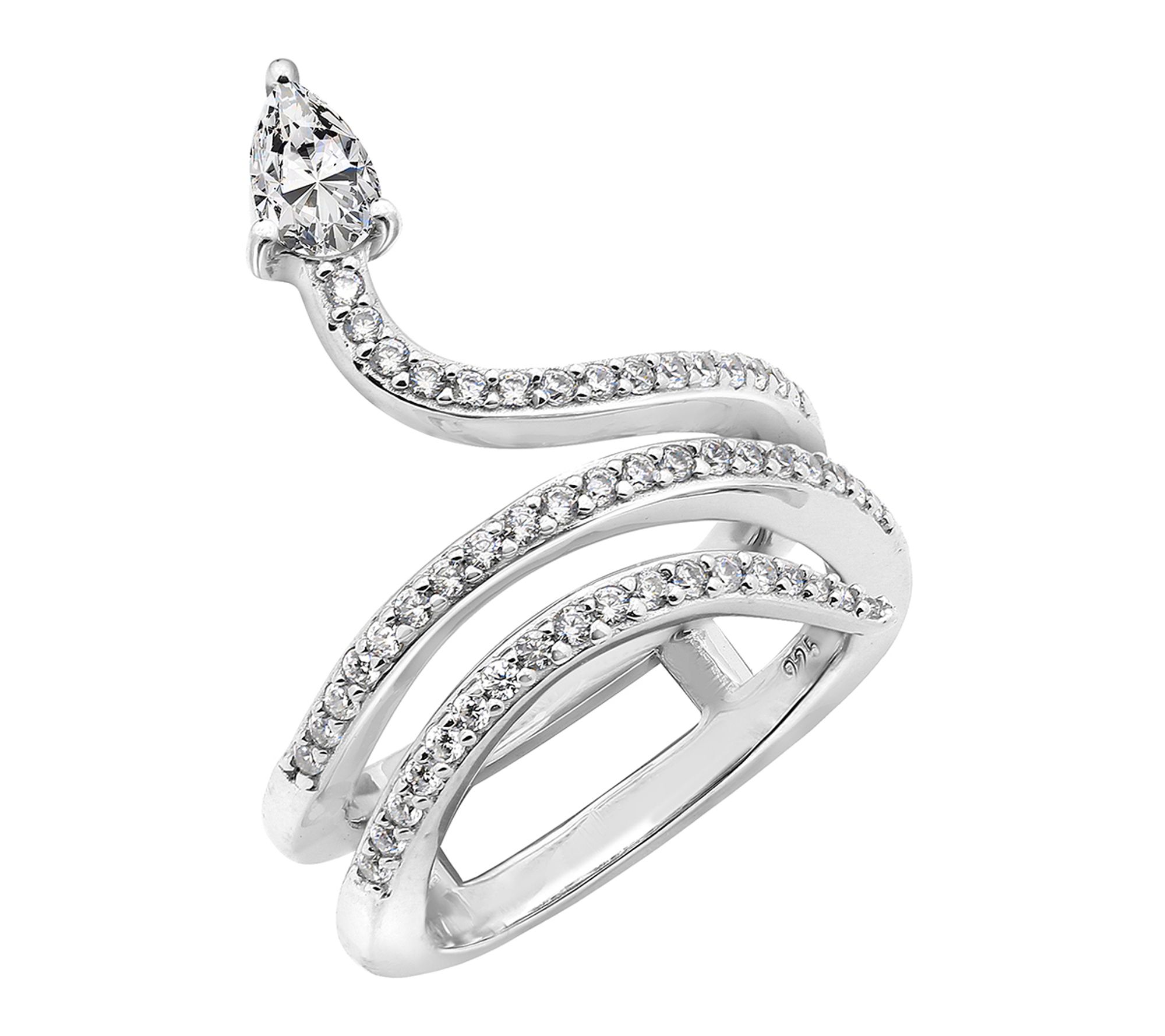 Diamonique Elevated Serpent Wrap Ring