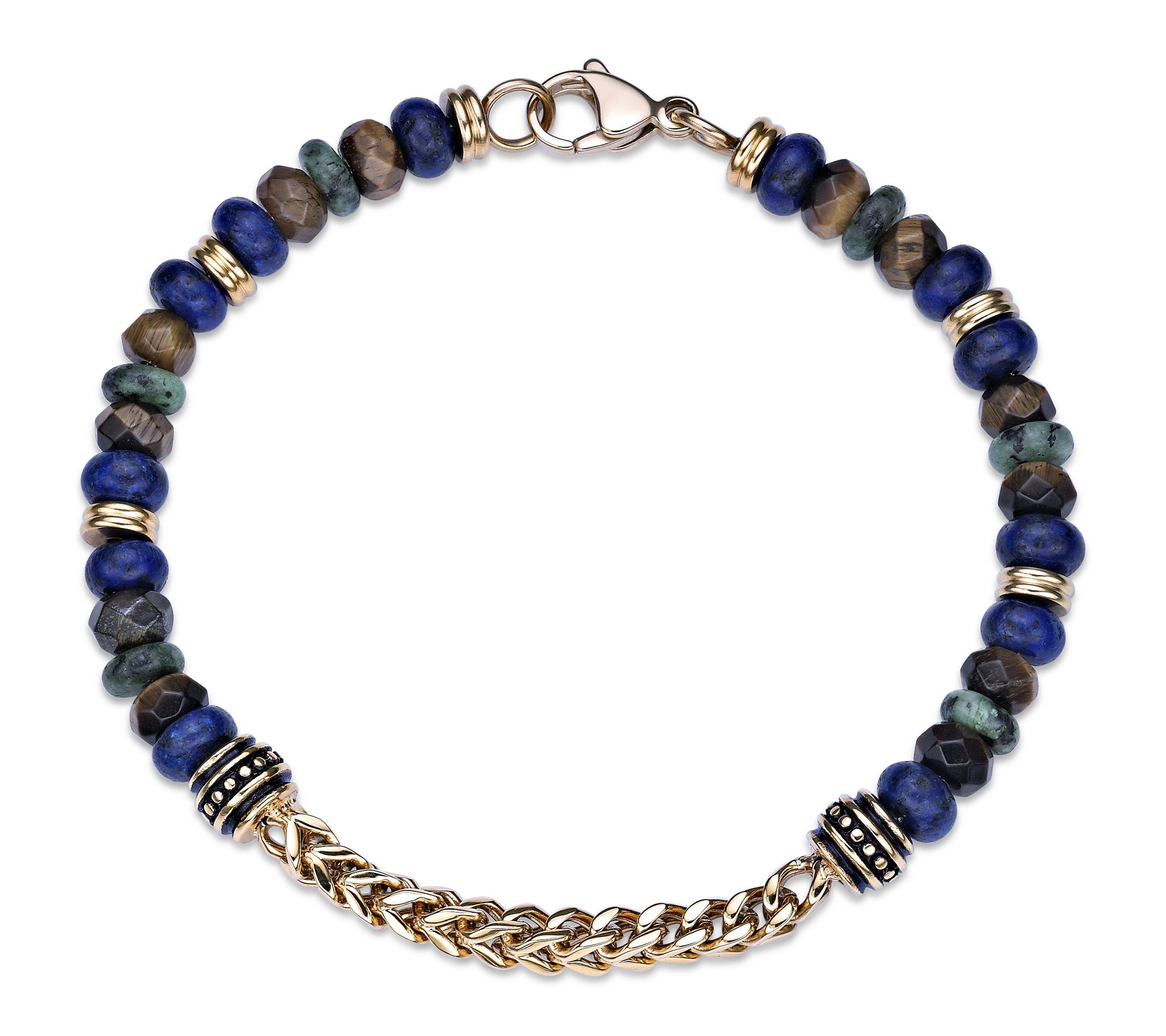 LYNX Men's Stainless Steel Multi-Gemstone Stretch Bracelet