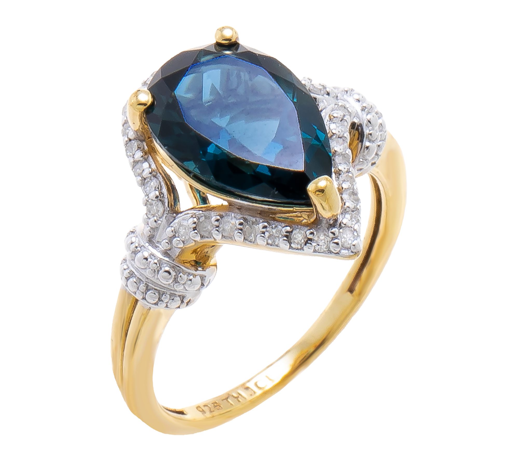 Affinity Gems London Blue Topaz & Diamond Halo Ring, Sterling
