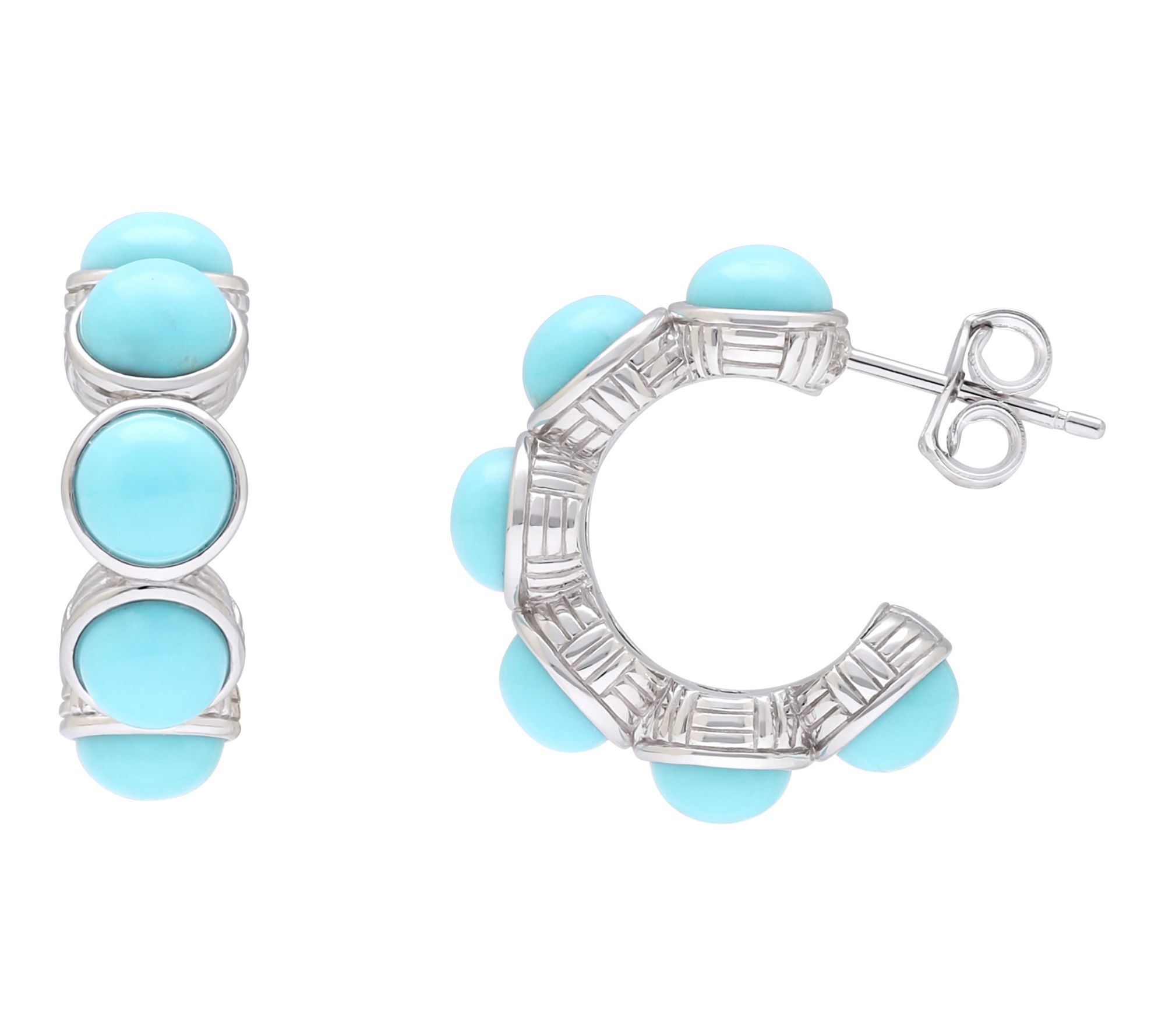 Ariva Sterling Turquoise Cadence Hoop Earrings