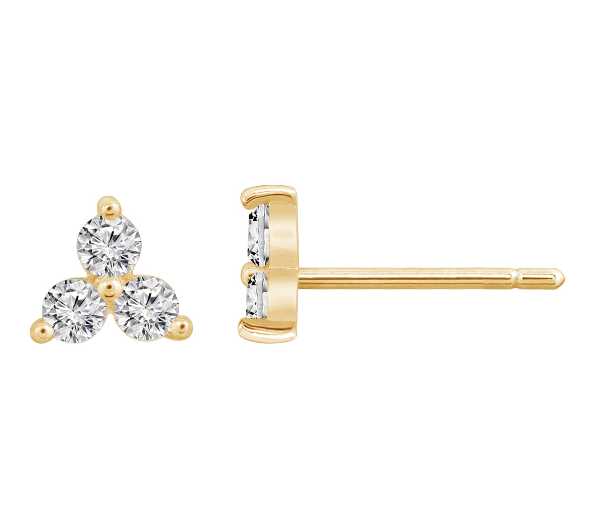 Fire Light Lab Grown Diamond 3-Stone Earrings,14K Gold Plated
