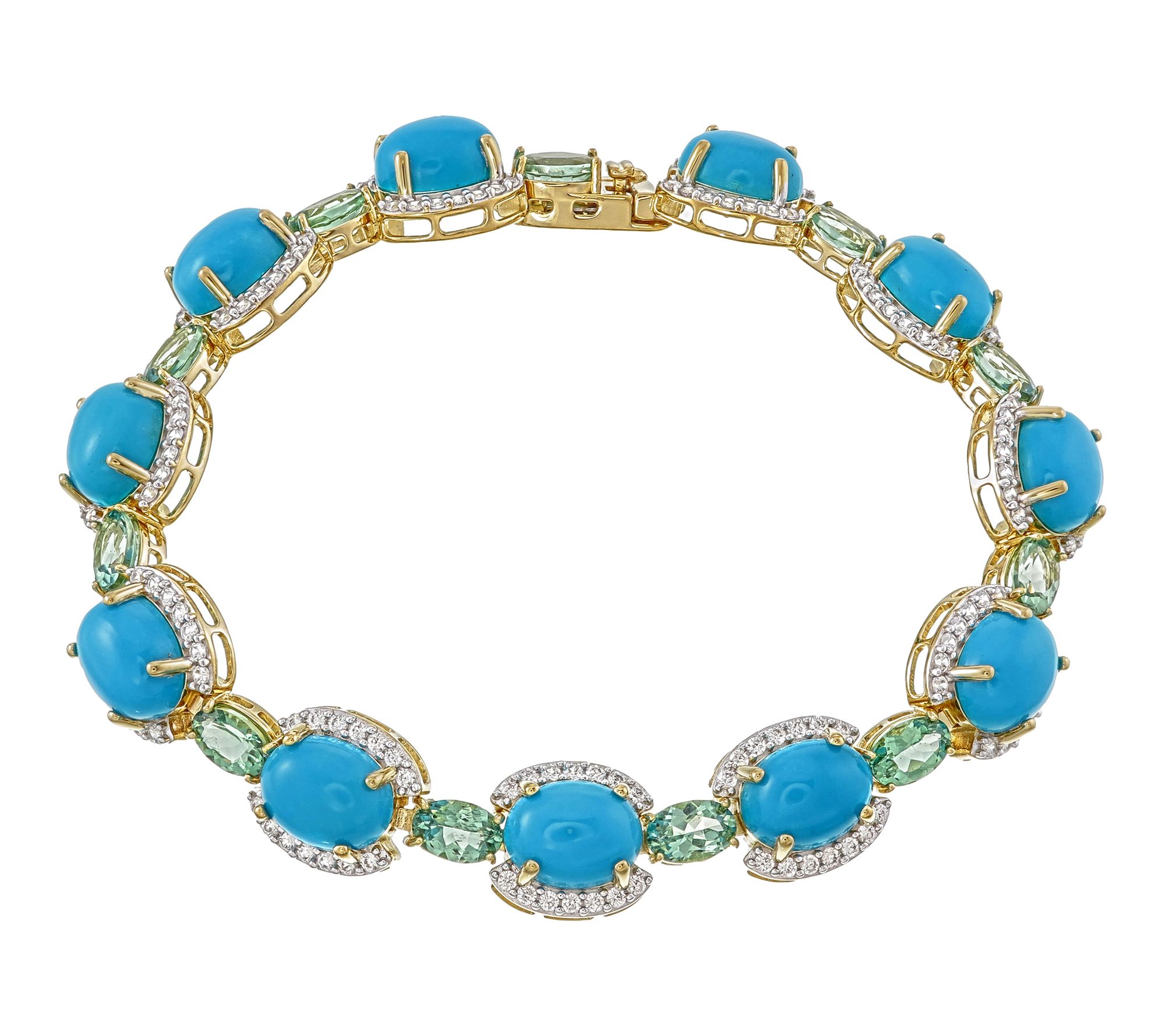 Affinity Gems Turquoise & Green Apatite Bracelet, Sterling