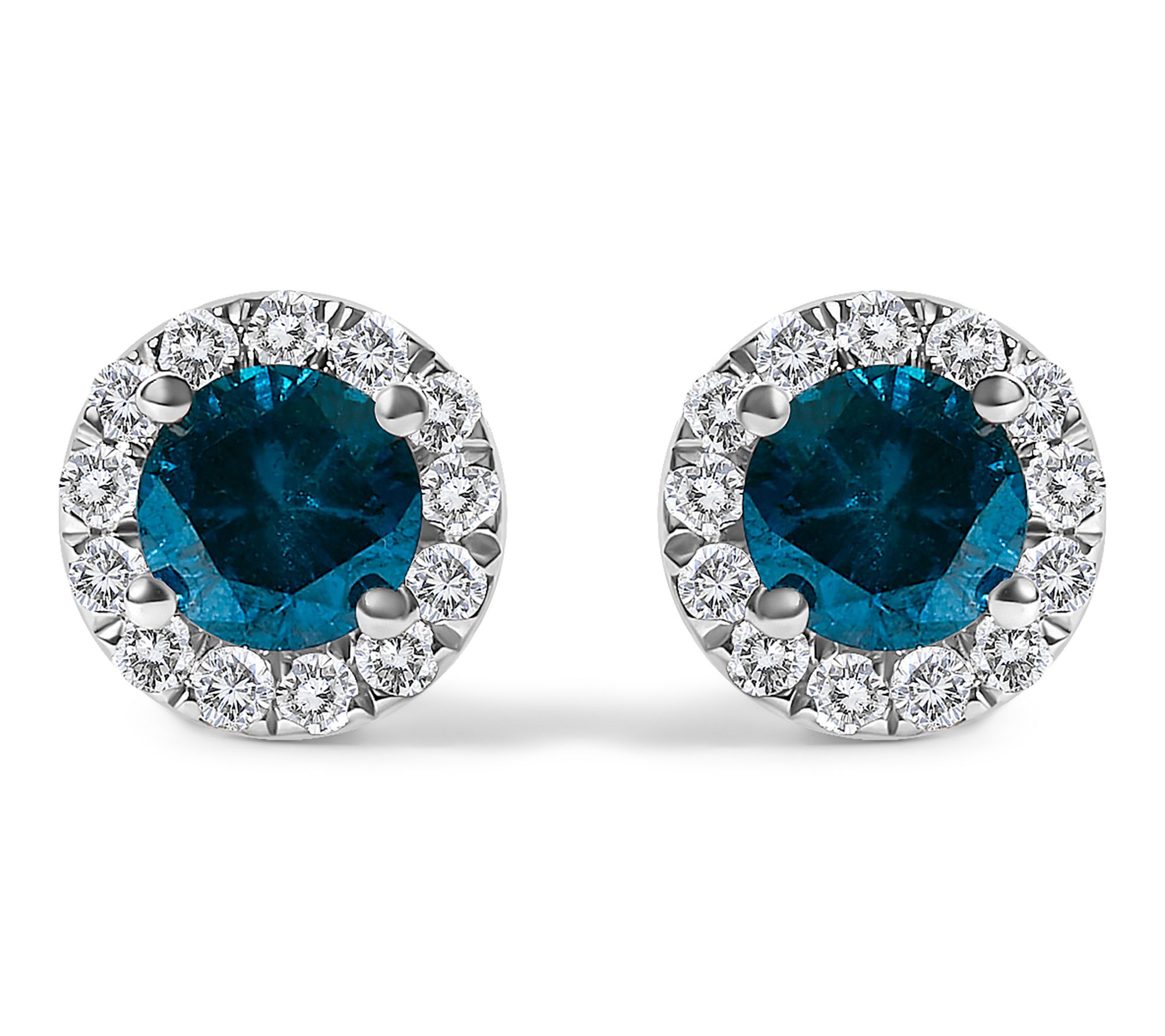 Haus of Brilliance Blue Diamond Halo Stud Earring,