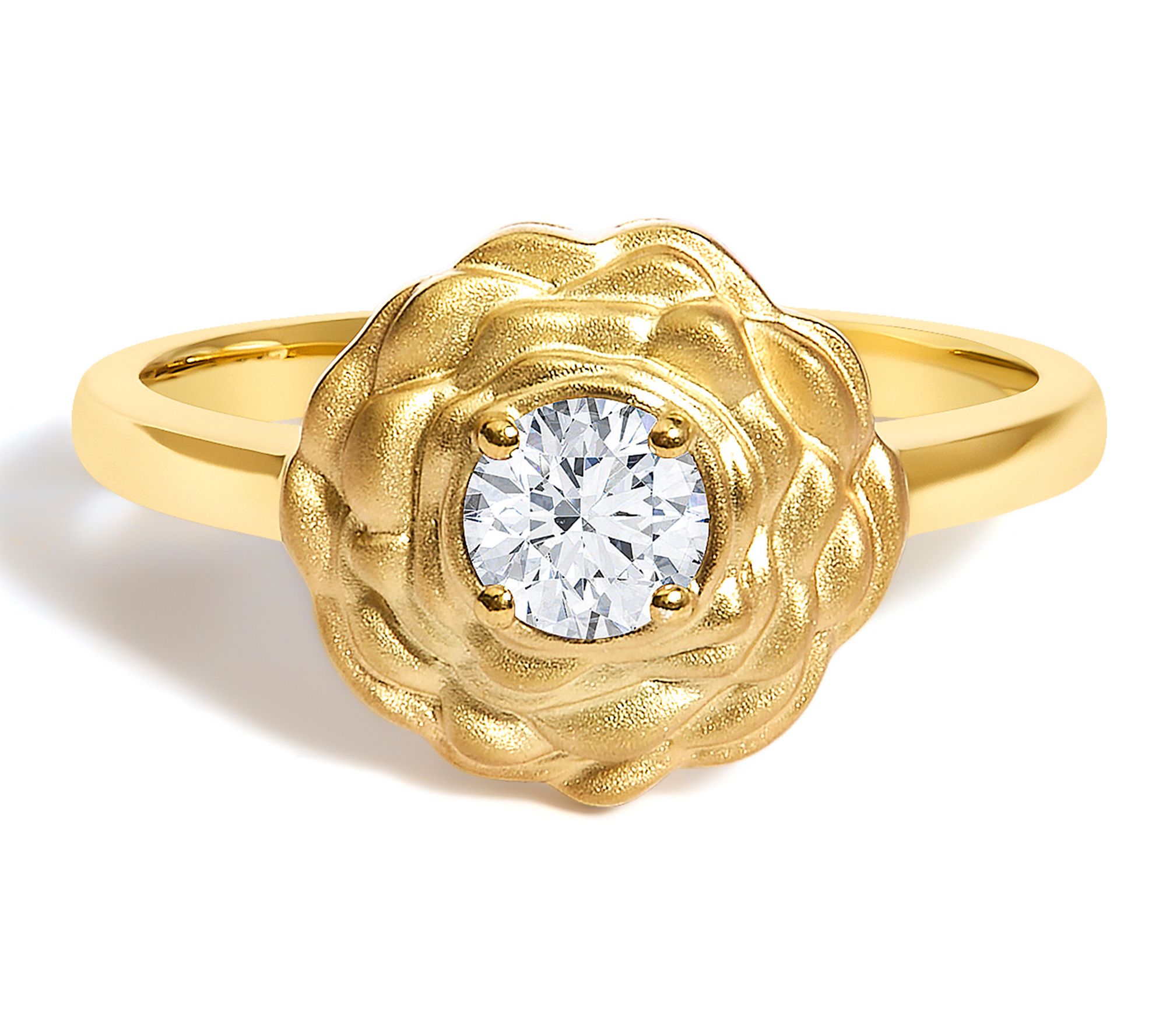 Haus of Brilliance Diamond Motif Solitaire Ring,14K Gold