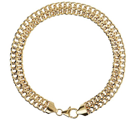 Italian Gold 8" Diamond Cut Woven Bracelet, 14KGold