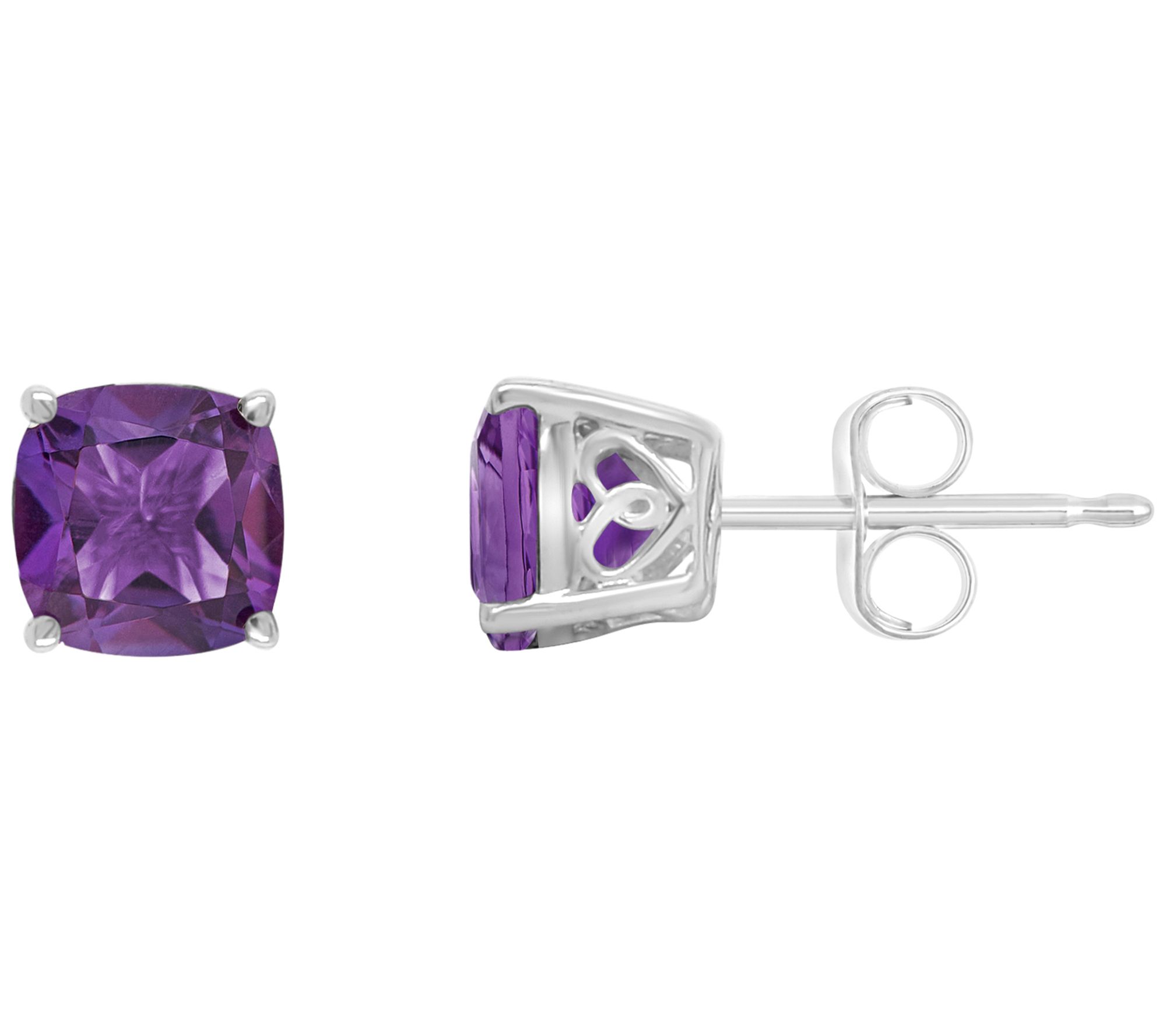 Sterling Silver Cushion Gemstone Stud Earrings