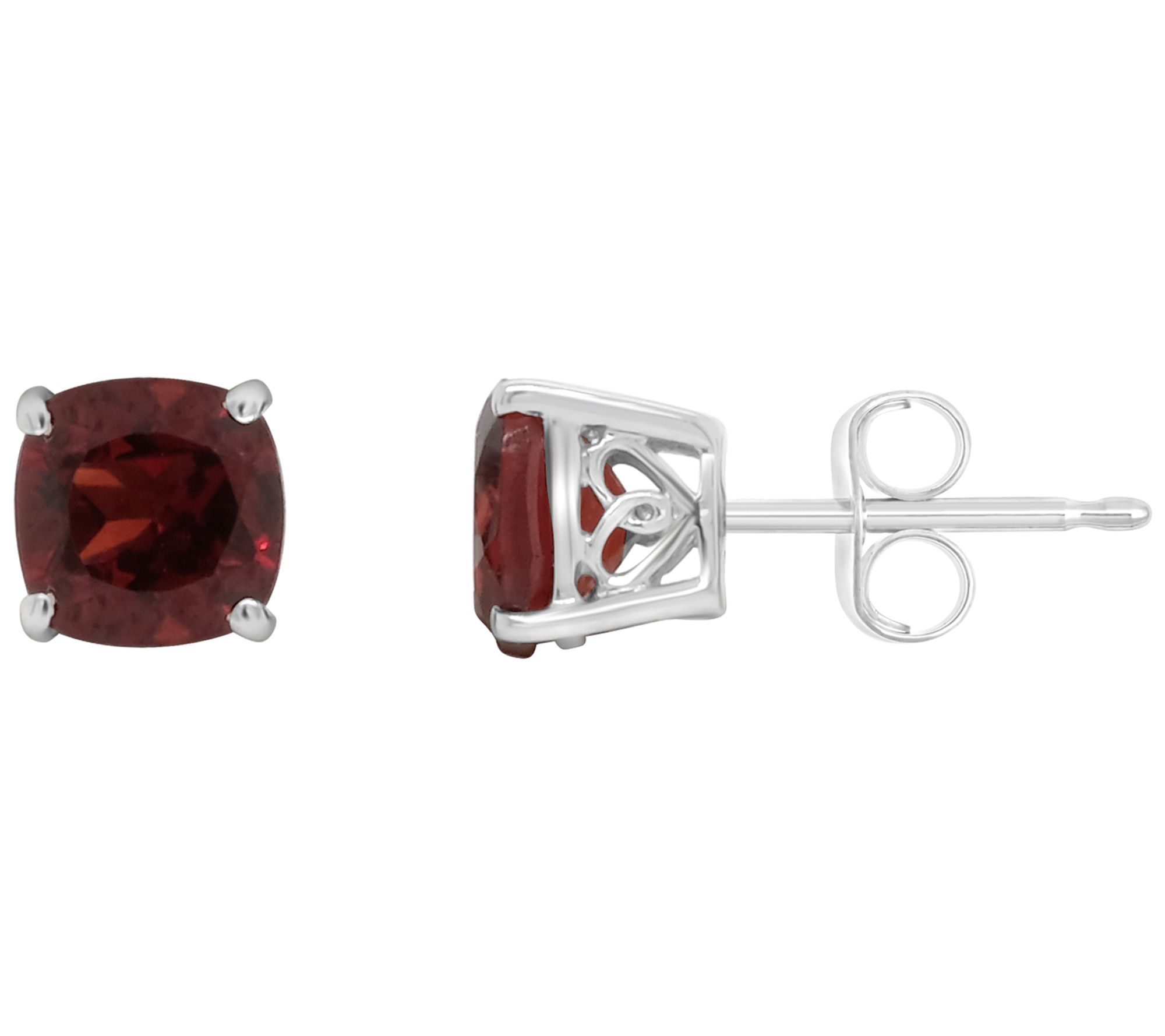 Sterling Silver Cushion Gemstone Stud Earrings