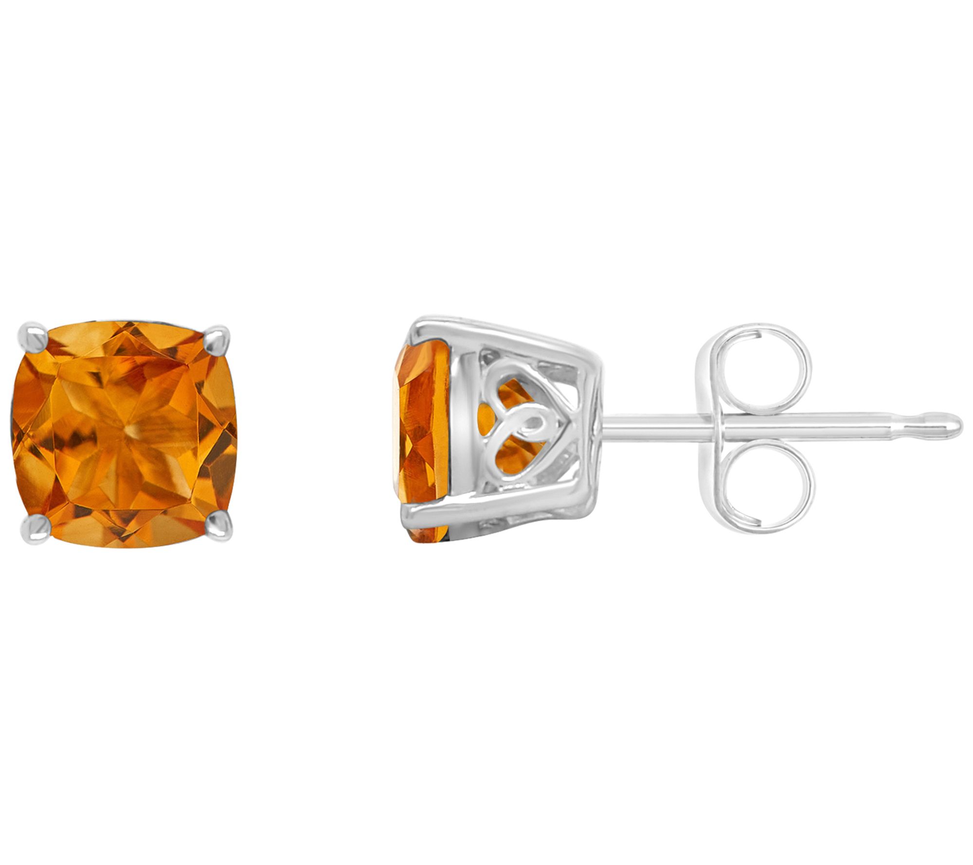 Sterling Silver Cushion Gemstone Stud Earrings