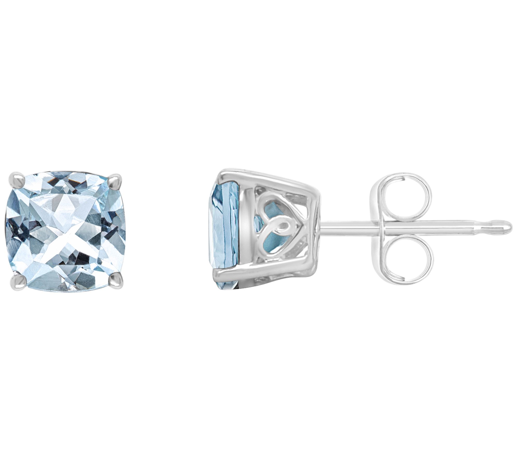 Sterling Silver Cushion Gemstone Stud Earrings