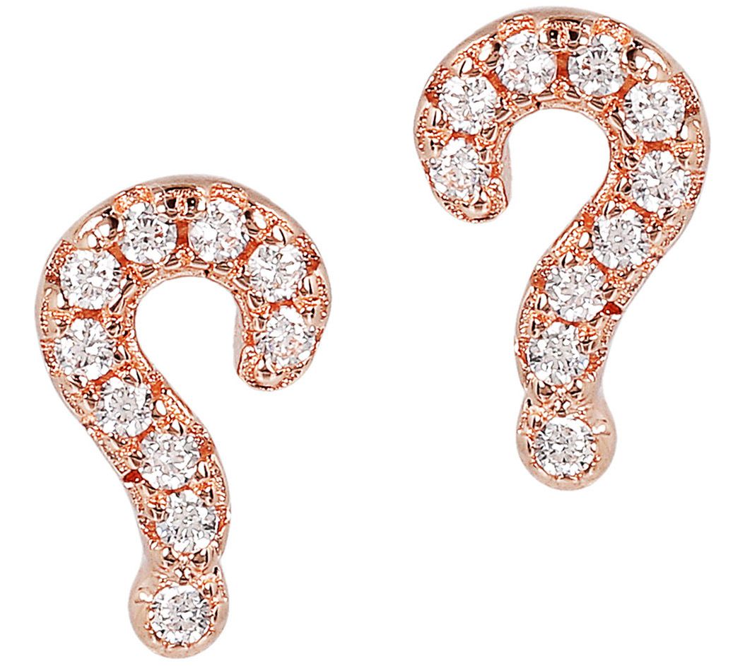 Diamonique 0.10 cttw Question Mark Stud Earrins, Sterling