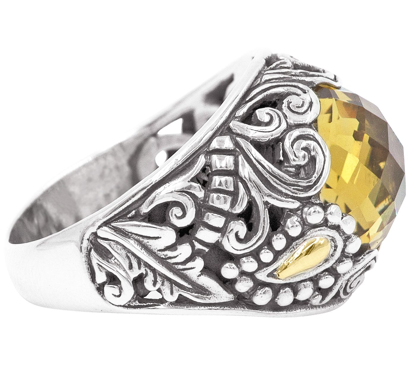 Artisan Crafted Sterling & 18K Gold Citrine Ring
