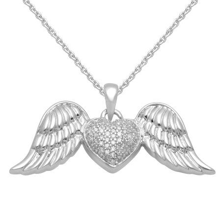 Angel Wings Diamond Pendant Sterling 1 6 cttwby Affinity QVC