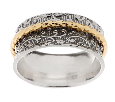 Or Paz Sterling/14K Plated Textured Spinner Ring - QVC.com
