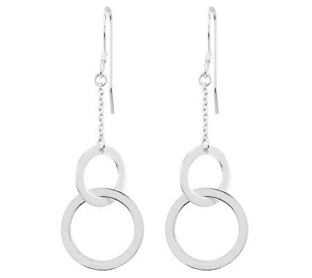 Sterling Polished Double Circle Dangle Earrings - QVC.com