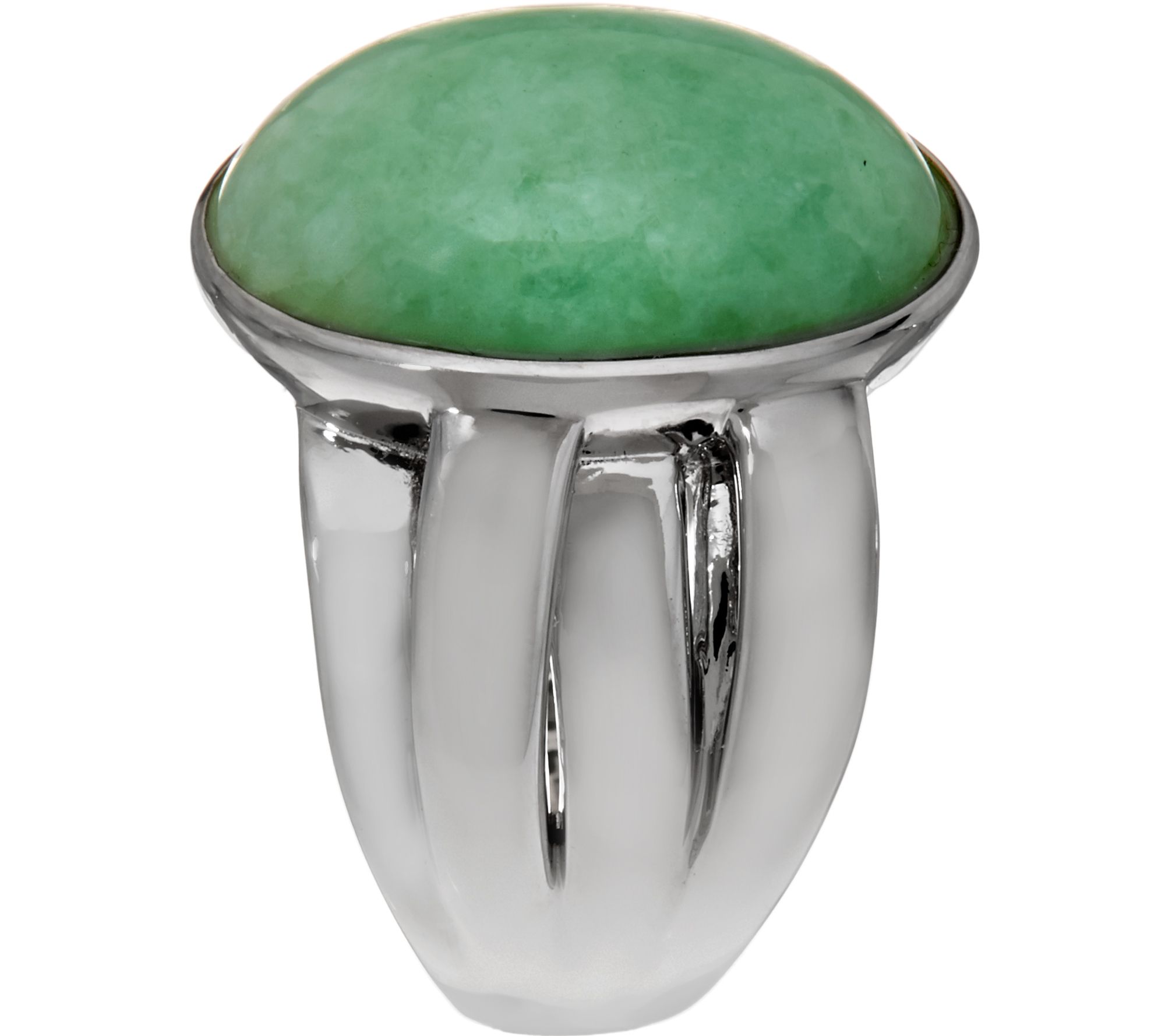 Jade Oval Sterling Silver Bold Ring - QVC.com