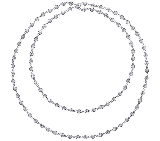 Diamonique- By-The-Yard 100 Facet 36" Necklace, Platinum Clad