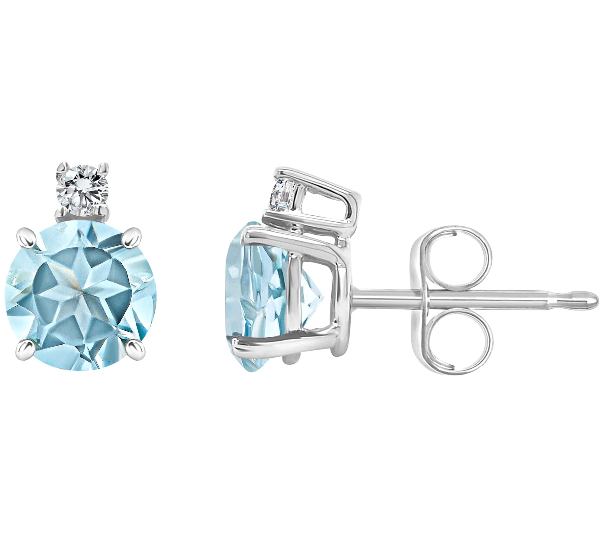 14K Gold 0.90 cttw Aquamarine & Diamond Acc entEarrings