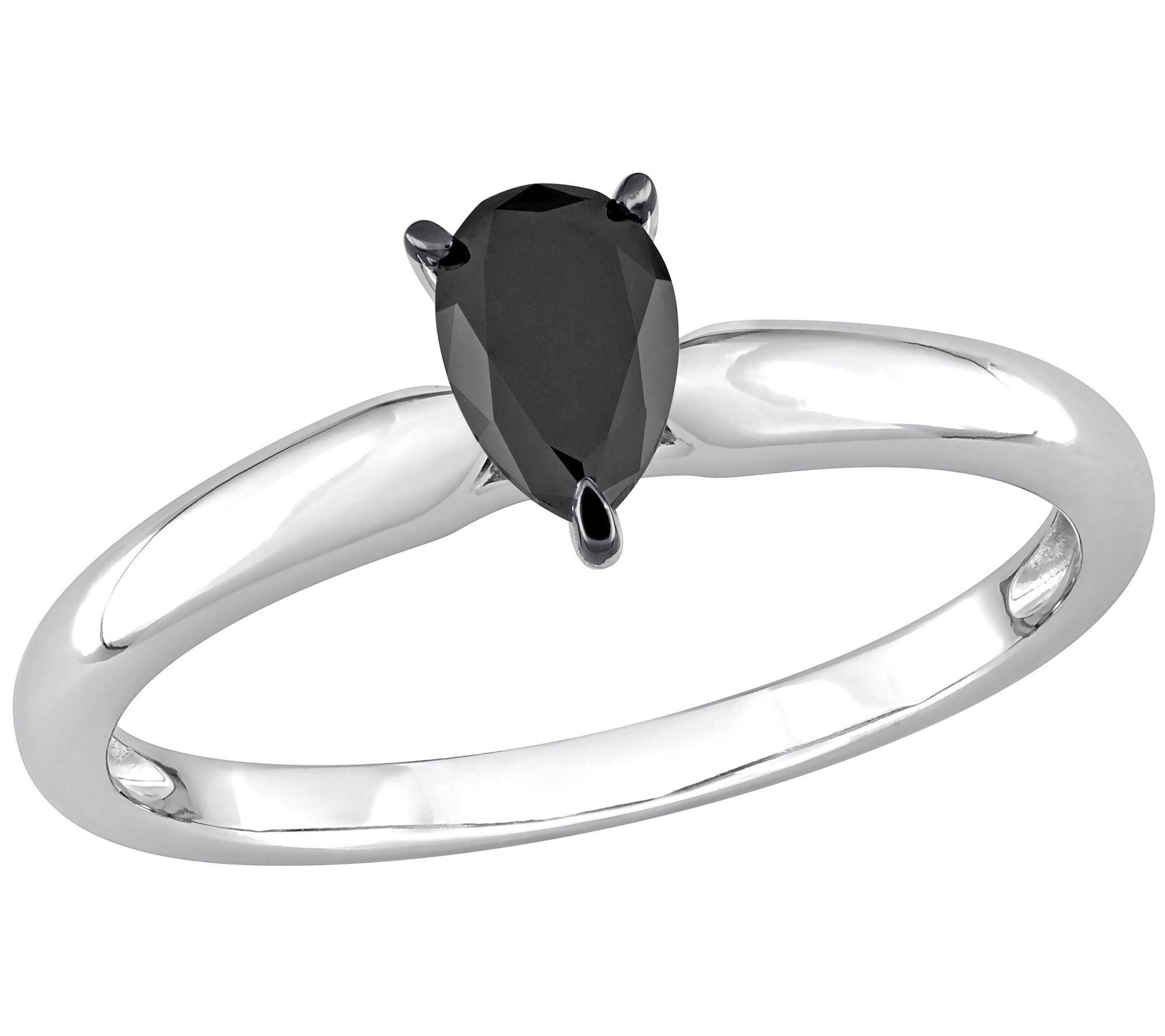 Affinity 0.50 cttw Pear Cut Black Diamond Ring, 14K White Gold