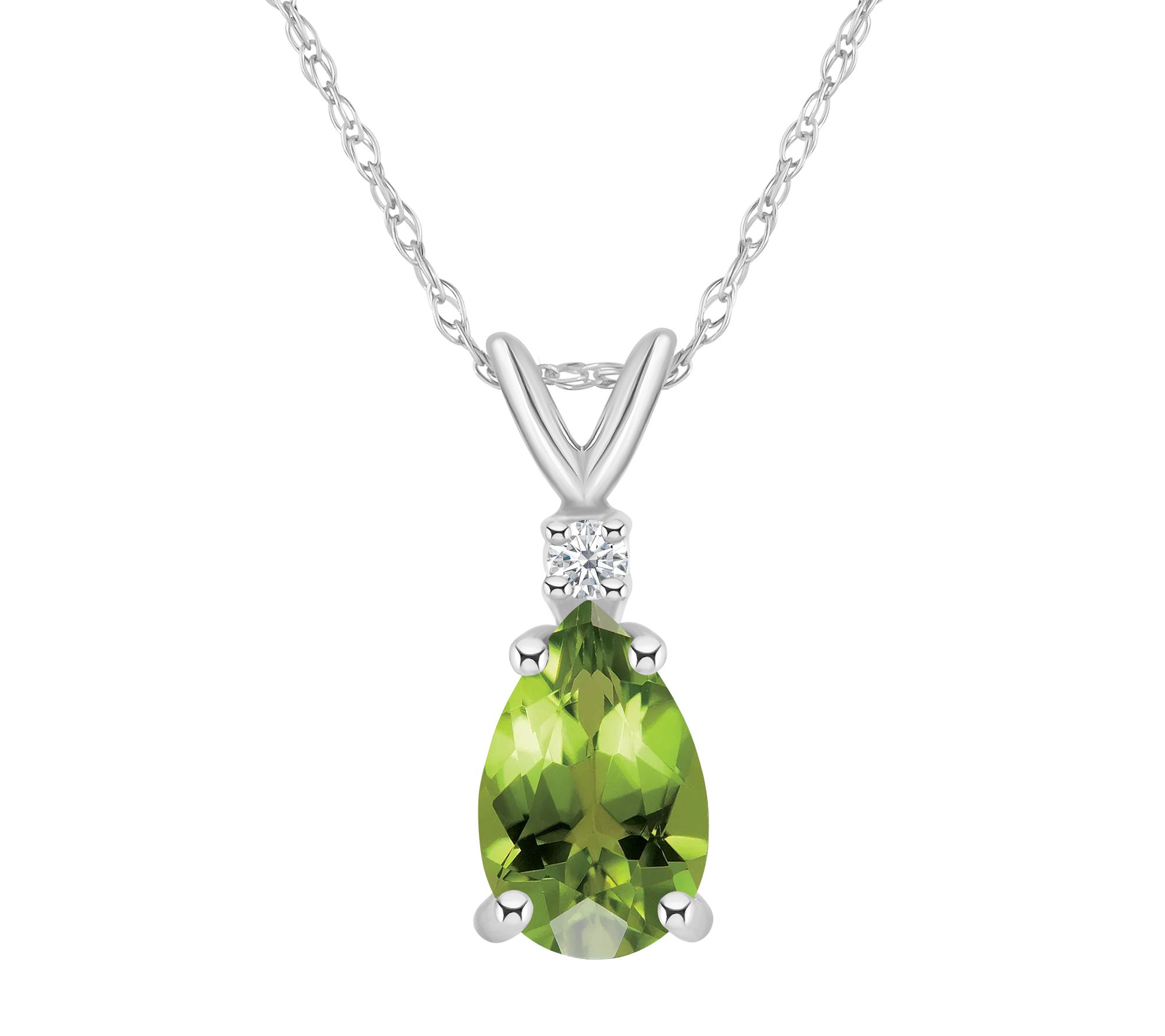 14K Gold 1.30 cttw Peridot & Diamond Accent Pendant