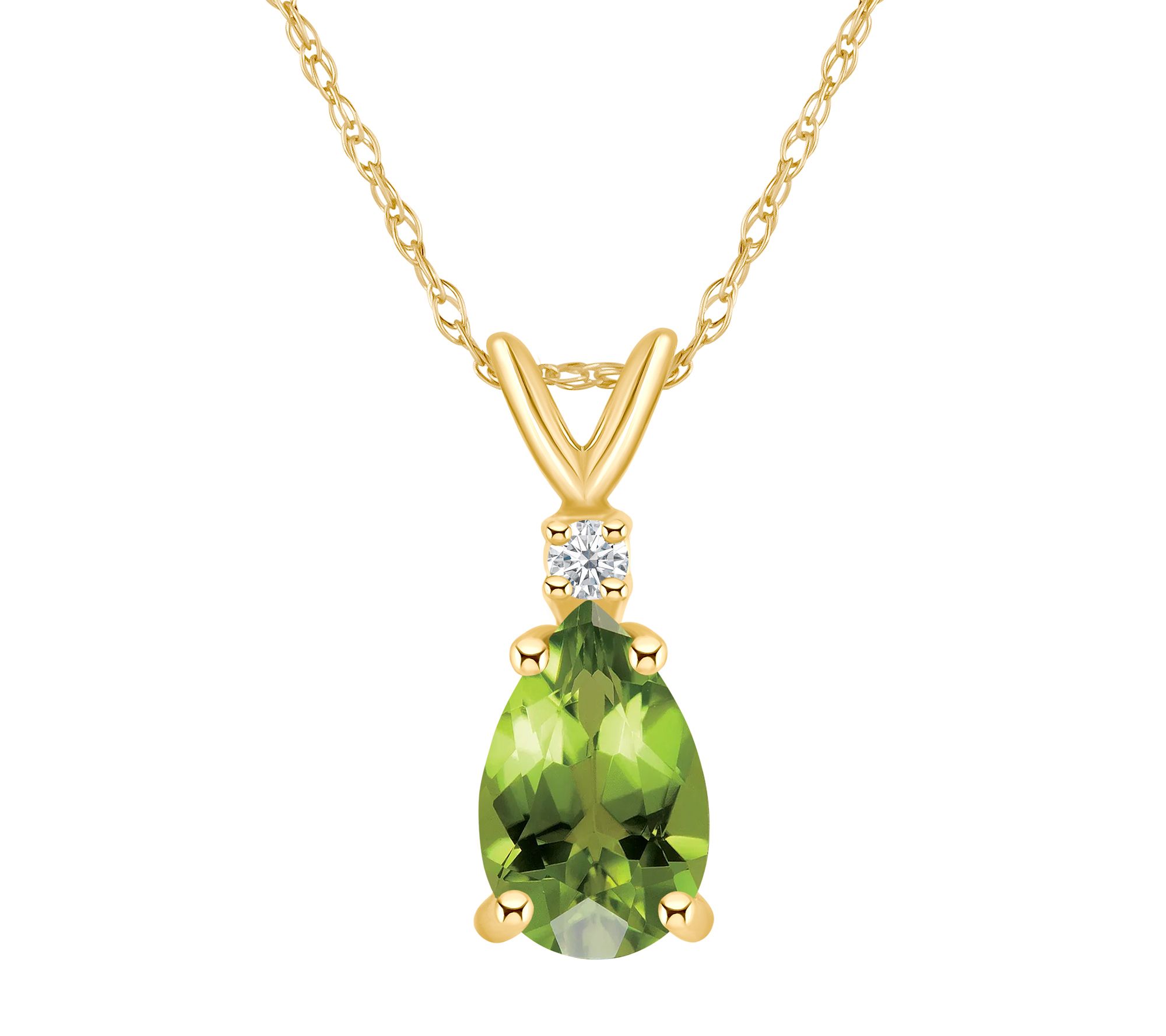 14K Gold 1.30 cttw Peridot & Diamond Accent Pendant