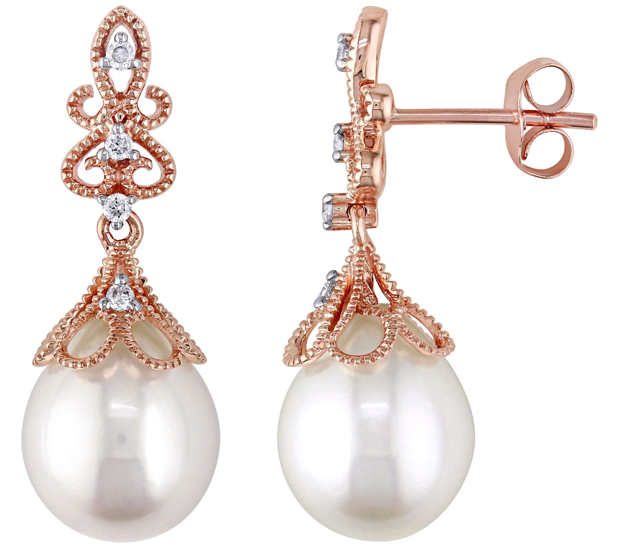 Bellini Cultured Pearl & Diamond Accent Vintage Earrings, 14K