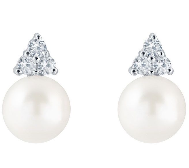 Sterling Silver Round Gemstone or Cultured Pearl Earrings